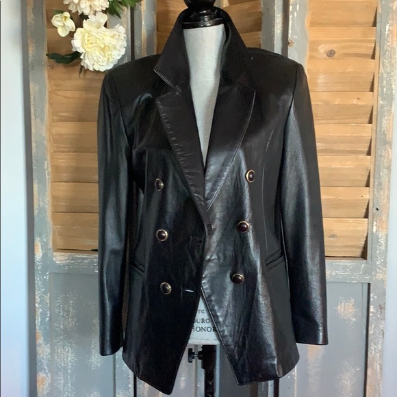 Danier Black fitted dbl breasted leather jacket - Picture 5 of 16